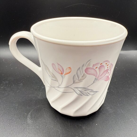 Set Of 6 CorningWare Pink Trio White Mugs With Floral Design Made In USA 10 Oz - Picture 3 of 7